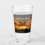 Ships and Sunset Tropical Seascape Glass