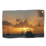 Ships and Sunset Tropical Seascape Golf Towel