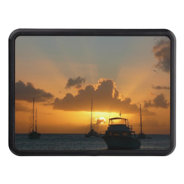 Ships and Sunset Tropical Seascape Hitch Cover (Front)