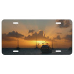 Ships and Sunset Tropical Seascape License Plate
