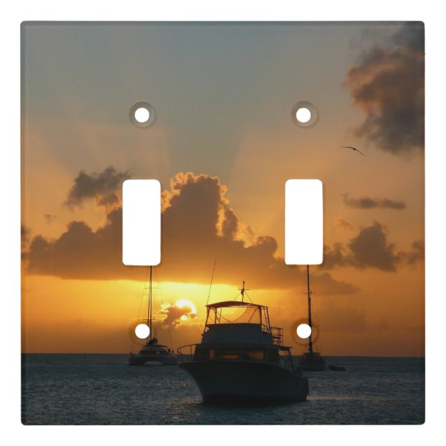 Ships and Sunset Tropical Seascape Light Switch Cover (Front)