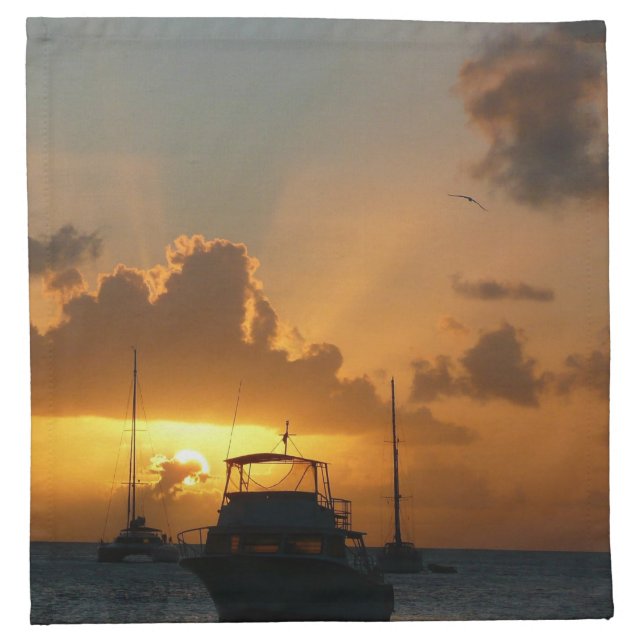 Ships and Sunset Tropical Seascape Napkin (Front)
