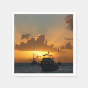 Ships and Sunset Tropical Seascape Napkins