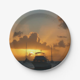 Ships and Sunset Tropical Seascape Paper Plates