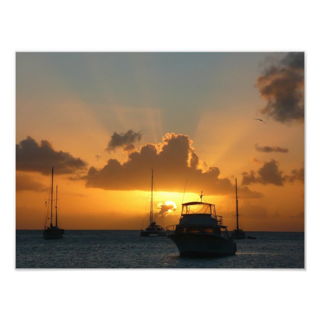 Ships and Sunset Tropical Seascape Photo Print (Front)