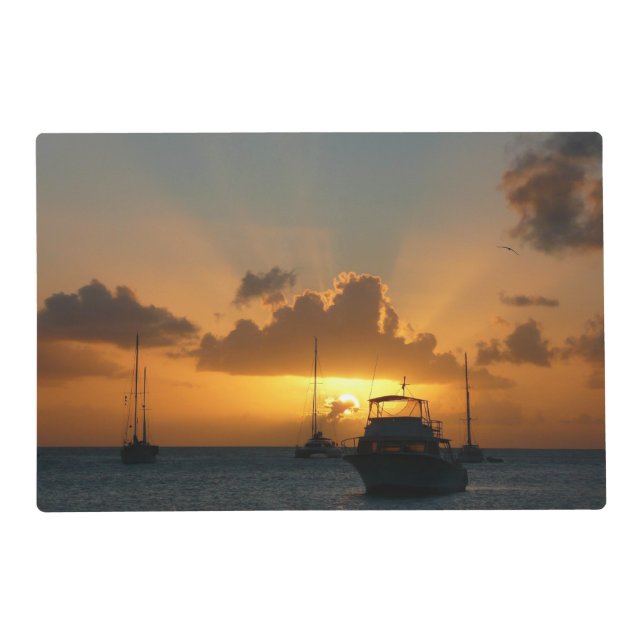 Ships and Sunset Tropical Seascape Placemat (Front)