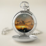 Ships and Sunset Tropical Seascape Pocket Watch
