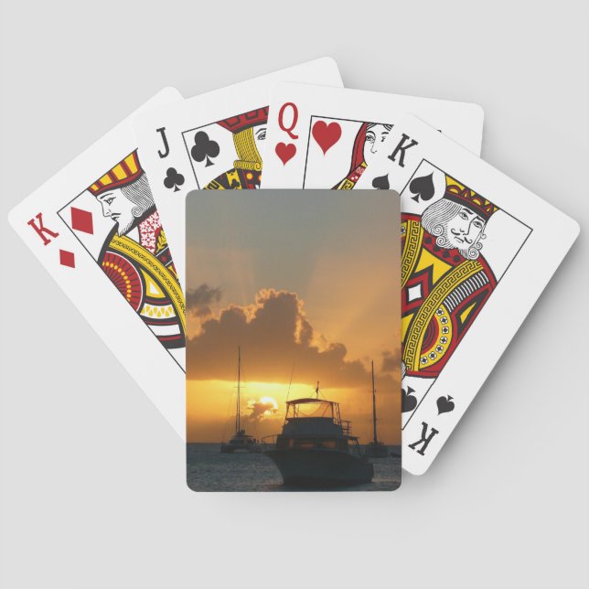 Ships and Sunset Tropical Seascape Poker Cards (Back)