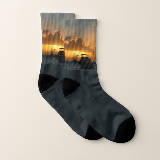 Ships and Sunset Tropical Seascape Socks (Pair)