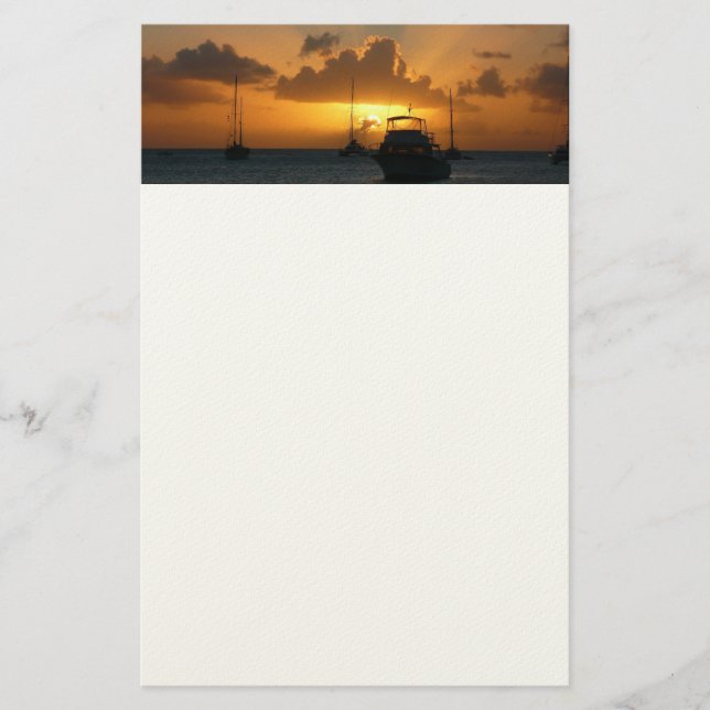 Ships and Sunset Tropical Seascape Stationery (Front)