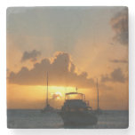 Ships and Sunset Tropical Seascape Stone Coaster
