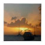 Ships and Sunset Tropical Seascape Tile