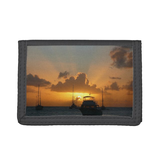 Ships and Sunset Tropical Seascape Trifold Wallet (Front)