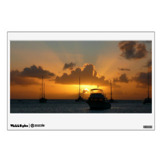 Ships and Sunset Tropical Seascape Wall Sticker