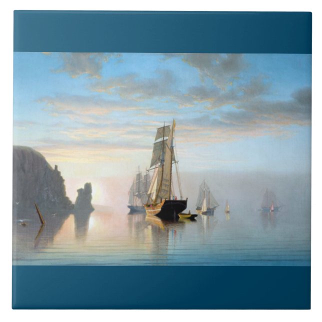 Ships at Anchor Sailboats Ocean Clipper Ship Tile (Front)