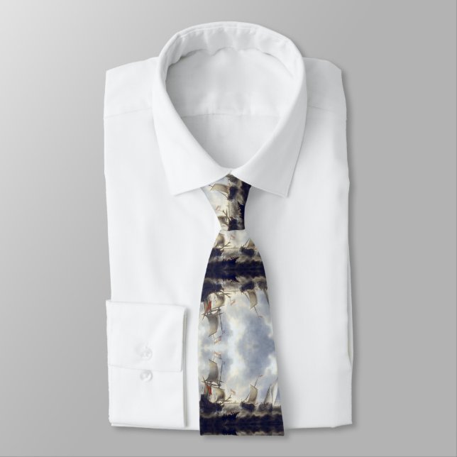 Ships at Sea 1660s Neck Tie (Tied)