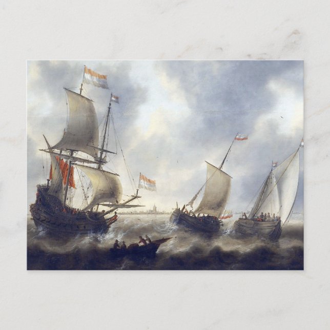 Ships at Sea 1660s Postcard (Front)