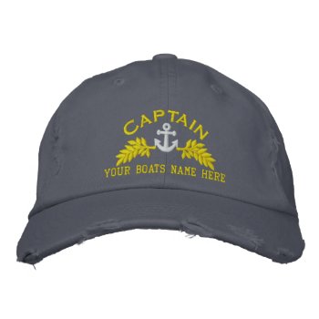 Ships Captain And Boat Anchor Embroidered Baseball Cap by customthreadz at Zazzle