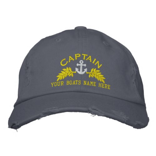 Ships Captain and boat anchor Embroidered Baseball Cap