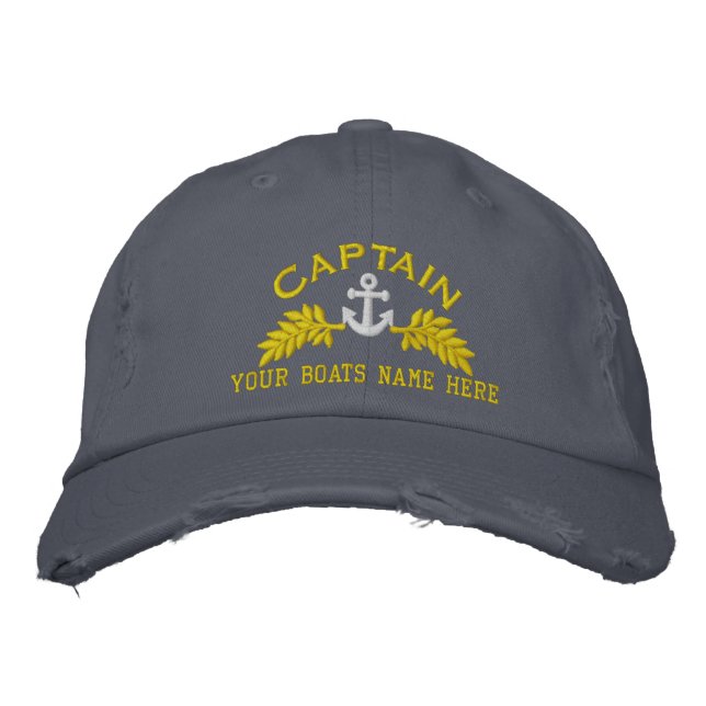 Ships Captain and boat anchor Embroidered Baseball Cap (Front)