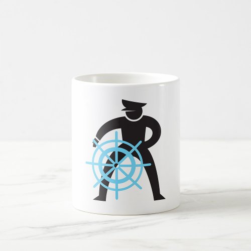 Ships Captain At The Helm Coffee Mug