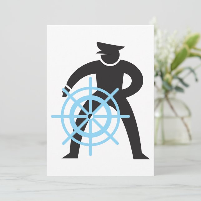 Ships Captain At The Helm Invitation (Standing Front)