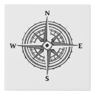 Ships Compass Drawing Sketch Artwork Faux Canvas Print
