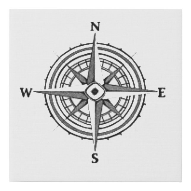 Ships Compass Drawing Sketch Artwork Faux Canvas Print (Front)