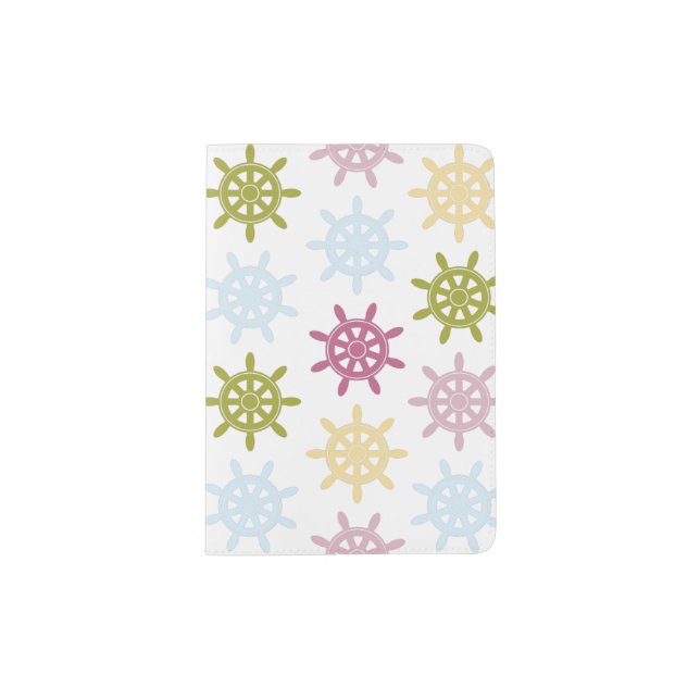 Ships helm pattern passport holder (Front)