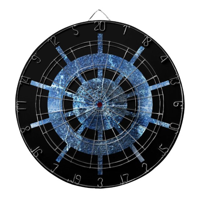 Ship's Helm Rust Metal Dart Board (Front)