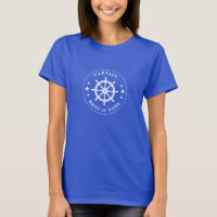 Ships Helm Wheel Stars Captain or Boat Name Blue