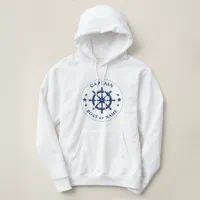 Ships Helm Wheel Stars Captain or Boat Name White Hoodie | Zazzle