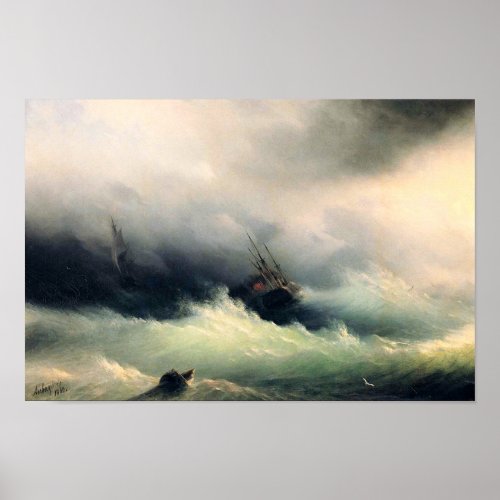 Ships in a Storm Ivan Constantinovich Aivazovsky Poster