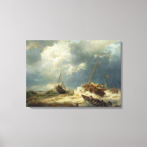 Ships in a Storm on the Dutch Coast Canvas Print