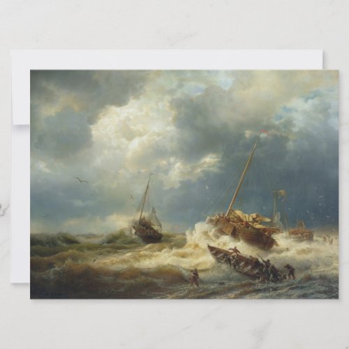 Ships in a Storm on the Dutch Coast Card