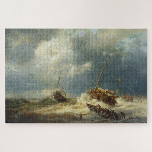 Ships in a Storm on the Dutch Coast Jigsaw Puzzle