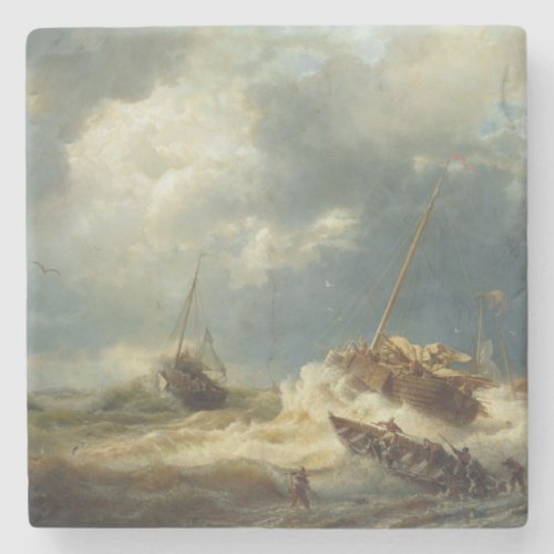 Ships in a Storm on the Dutch Coast Stone Coaster