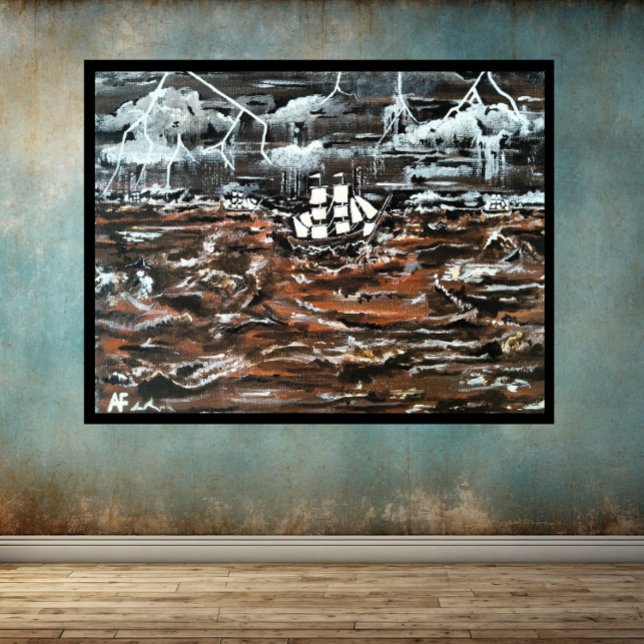 Ships in a Storm Painting by Alfred Fox Canvas Print (Creator Uploaded)