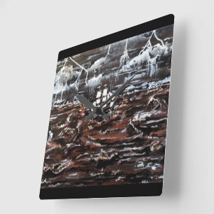 Ships in a Storm Painting by Alfred Fox Square Wall Clock
