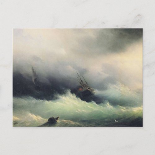 Ships in a Storm Postcard