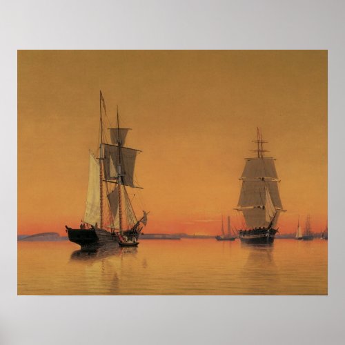 Ships in Boston Harbor at Twilight 1859 Poster