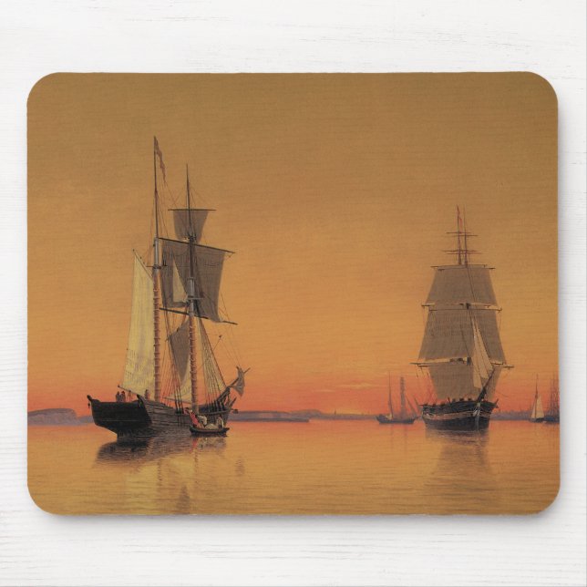 Ships in Boston Harbor - William Bradford Mouse Pad (Front)