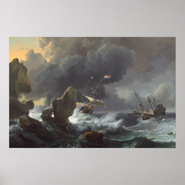 Ships in Distress - L. Backhuysen Fine Art Poster (Front)