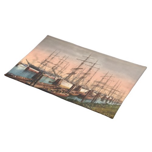 Ships in Hamburg Harbour Germany Cloth Placemat