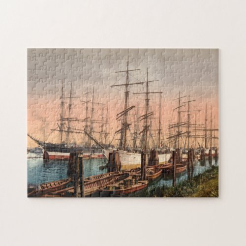 Ships in Hamburg Harbour Germany Jigsaw Puzzle