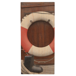 Ships Lifebelt Wood USB Flash Drive