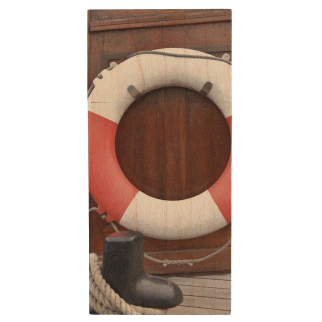 Ships Lifebelt Wood USB Flash Drive (Front Vertical)