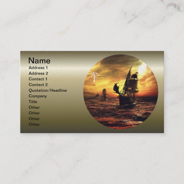 Ships on Stormy Sea Business Card (Front)