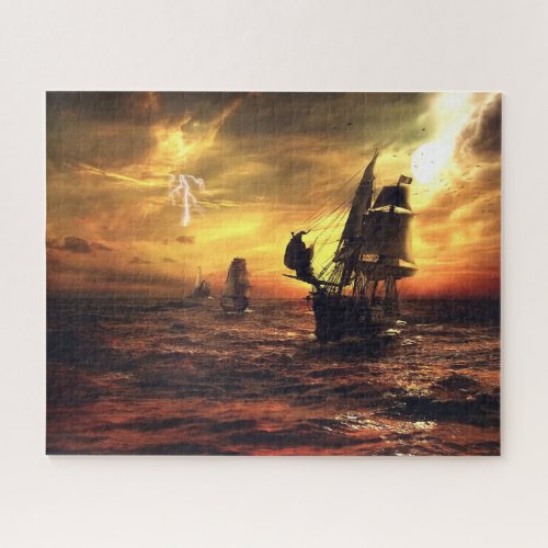 Ships on Stormy Sea Jigsaw Puzzle