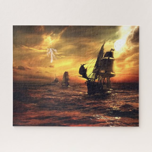 Ships on Stormy Sea Jigsaw Puzzle (Horizontal)